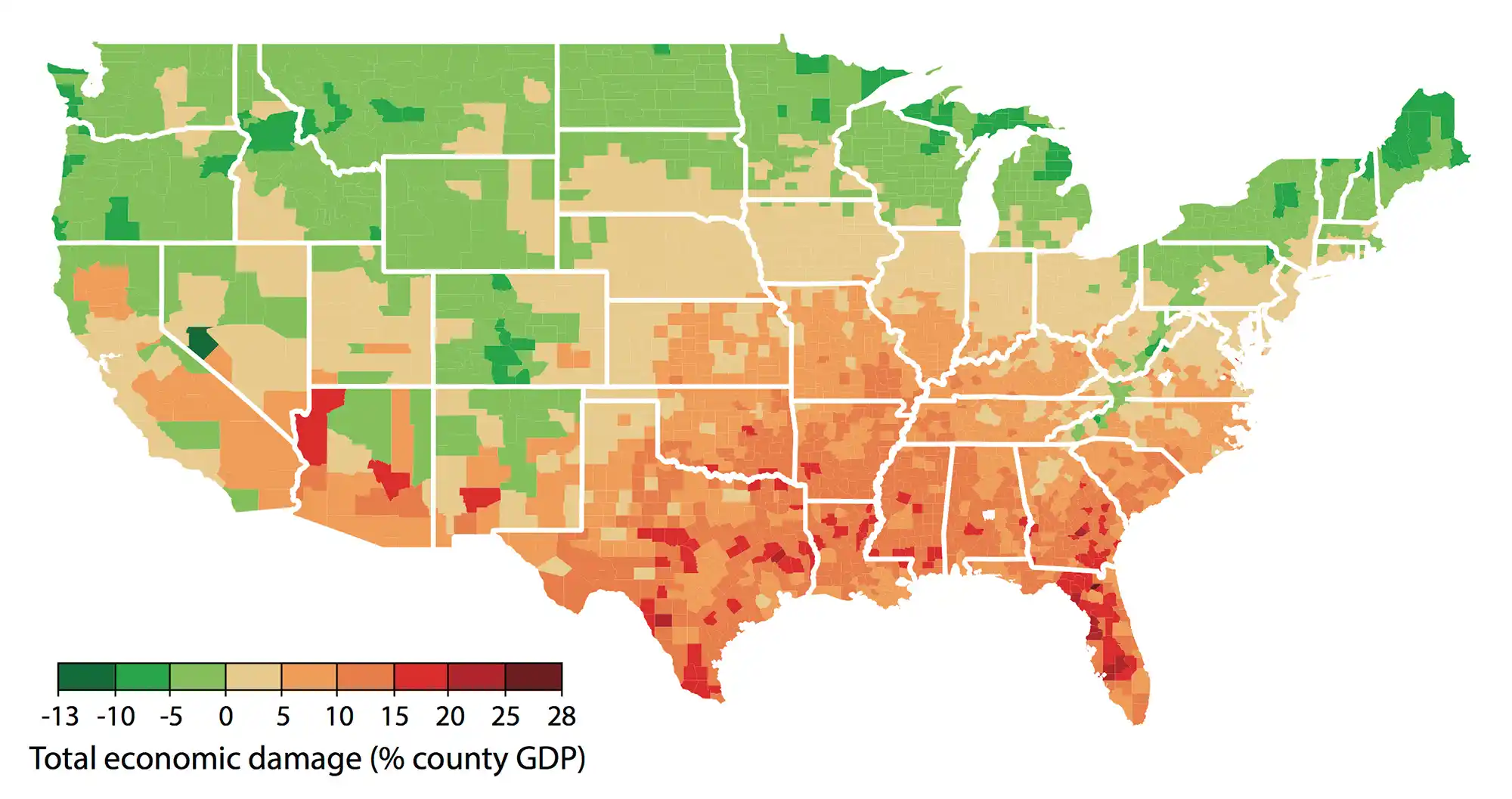 Mapping The Potential Economic Effects Of Climate Change in The US : Credit: NPR